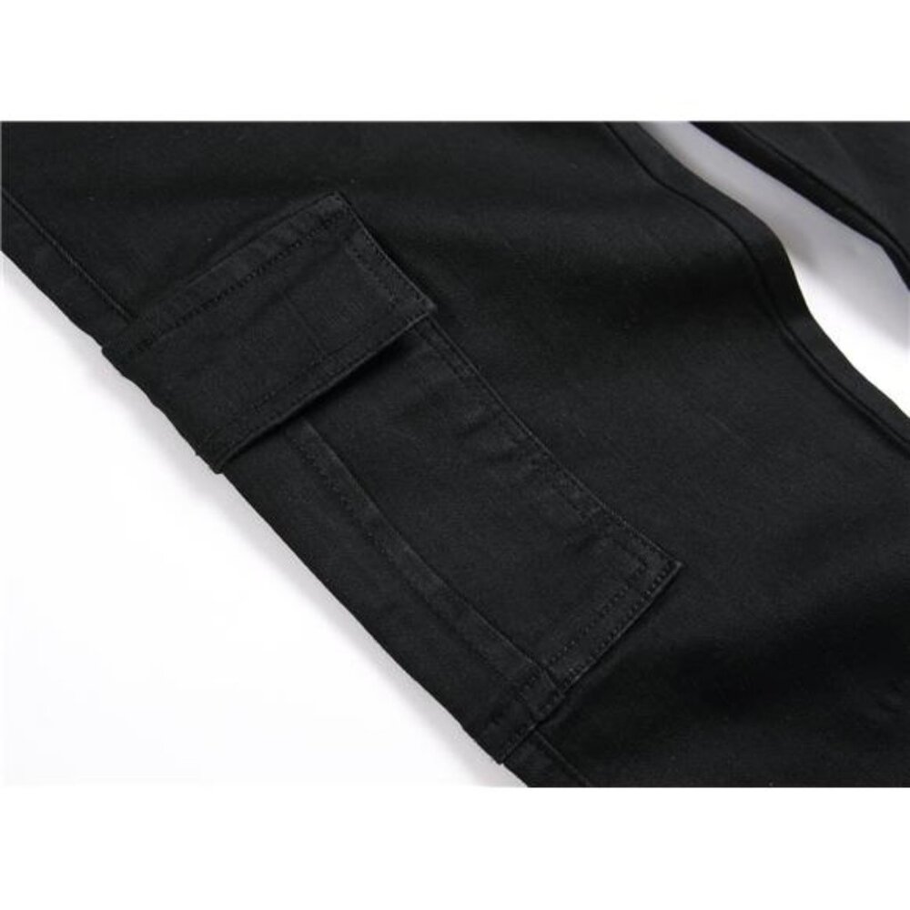 Men's Casual Stylish Straight Slim Fit Jeans Young Hiphop Skinny Denim Pants - Picture 4 of 6